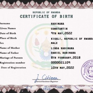Rwanda birth certificate PSD template download template file