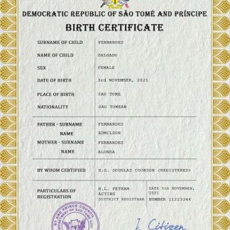 Sao Tome and Principe vital record birth certificate PSD template download template file