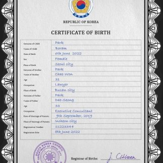 South Korea birth certificate PSD template download template file
