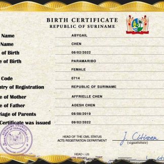 Suriname birth certificate PSD template download template file