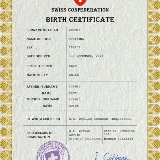 Switzerland vital record birth certificate PSD template download template file