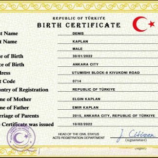 Turkey birth certificate PSD template download template file