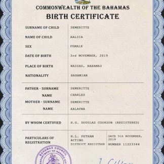 Bahamas vital record birth certificate PSD template download template file
