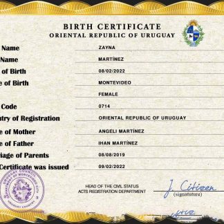 Uruguay vital record birth certificate PSD template download template file