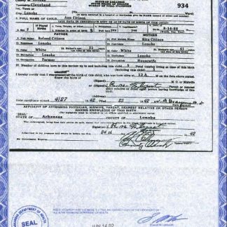 USA Arkansas state birth certificate template in PSD format download template file