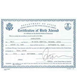 USA certification of birth abroad download template file