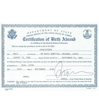 USA certification of birth abroad download template file