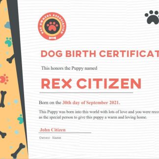 USA Dog Birth cert download template file