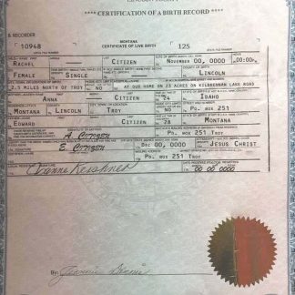 USA Montana state birth certificate template in PSD format download template file