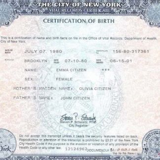 USA New York state birth certificate template in PSD format download template file