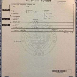 USA Oregon birth cert download template file