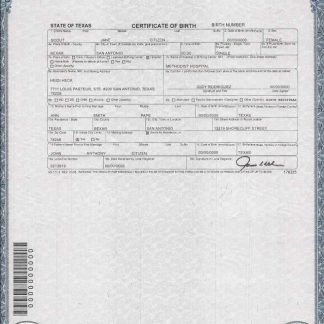 USA Texas birth certificate download template file
