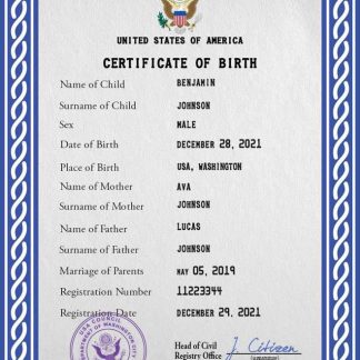 USA vital record birth certificate PSD template download template file