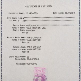 Washington certificate of live birth download template file