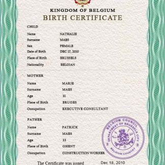 Belgium vital record birth certificate PSD template download template file