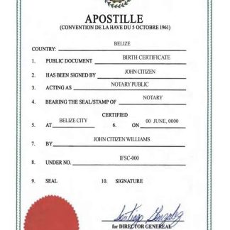 Belize birth certif, Apostille VERSION 2 download template file