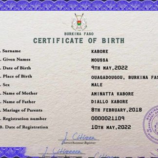 Burkina Faso vital record birth certificate PSD template download template file