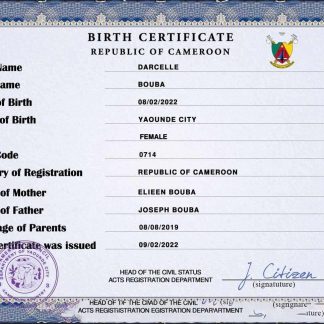 Cameroon vital record birth certificate PSD template download template file