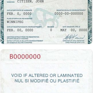 Canada Manitoba province birth certificate download template file