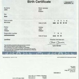 Canada Quebec Birth Certificate template in PSD download template file