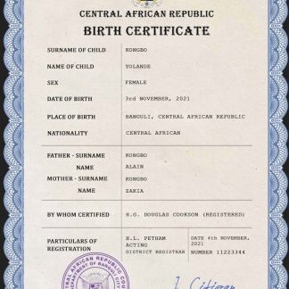 Central African Republic birth certificate download template file