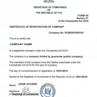 Fiji Certificate of Registration download template file