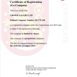 Finland certificate of registration Word and PDF template download template file