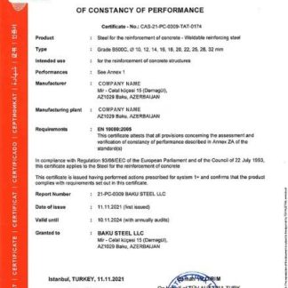 Austria Certificate of Constancy of Performance download template file