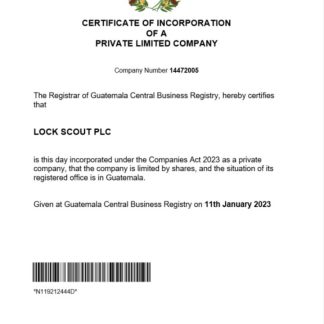 Guatemala certificate of registration Word and PDF template download template file
