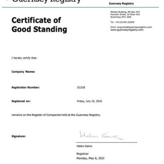 Guernsey?certificate of good standing Word and PDF template download template file