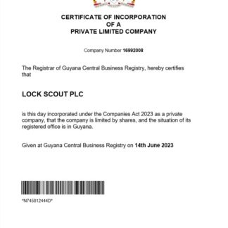 Guyana certificate of registration Word and PDF template download template file