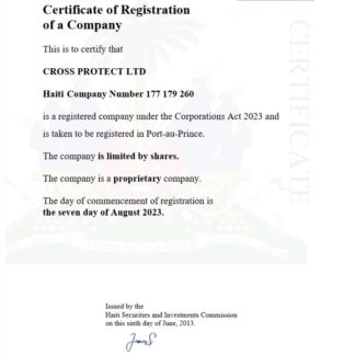 Haiti certificate of registration Word and PDF template download template file