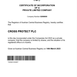 Austria certificate of registration Word and PDF template download template file