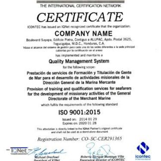 Honduras Certificate of Registration download template file