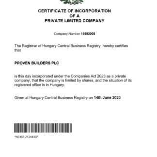 Hungary certificate of registration Word and PDF template download template file