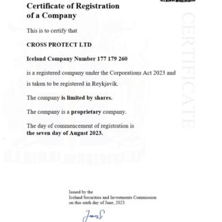 Iceland certificate of registration Word and PDF template download template file