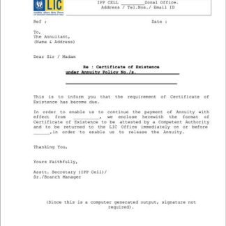 India certificate of existence Word and PDF template download template file