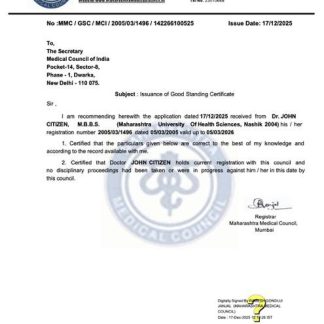 India issuance of good standing certificate Word and PDF template download template file