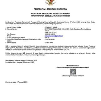 Indonesia certificate of incorporation Word and PDF template download template file