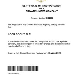 Italy certificate of registration Word and PDF template 1 download template file