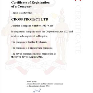 Jamaica certificate of registration Word and PDF template download template file