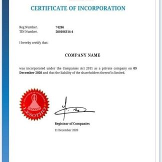 Lesotho Certificate of Incorporation download template file