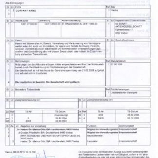 Liechtenstein Certificate of Incorporation download template file