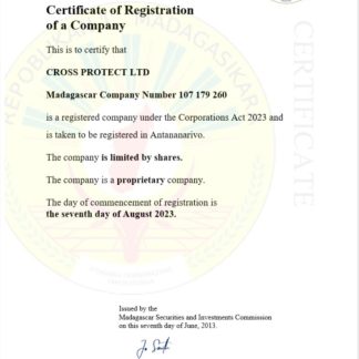 Madagascar business registration certificate Word and PDF template download template file
