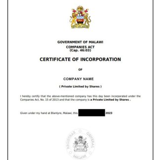 Malawi Certificate of Incorporation download template file