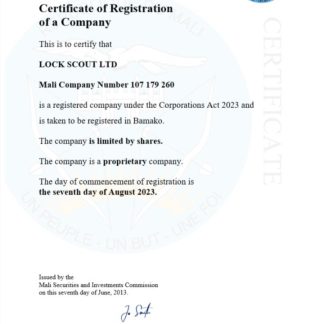 Mali business registration certificate Word and PDF template download template file
