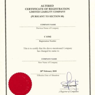 Malta Certificate of Registration download template file