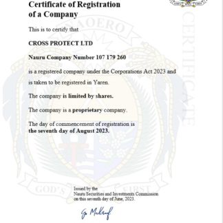 Nauru company registration certificate Word and PDF template download template file