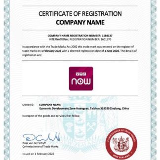 New Zealand certificate of registration Word and PDF template download template file
