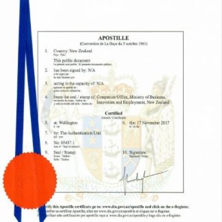 New Zeland Certificate of Incorporation download template file